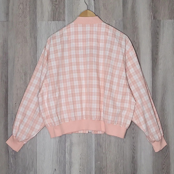 🛍Tail Womens Large Light Pink White Plaid Full Zip Golf Jacket Lightweight - Picture 2 of 6